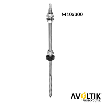 Stockschraube M10 Edelstahl inkl. EPDM und Sperrzahnmutter 300mm